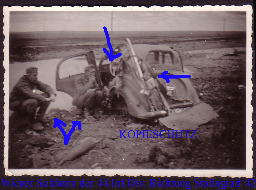 Kübelwagen auf Mine,44.Inf.Div-Wien vor Stalingr