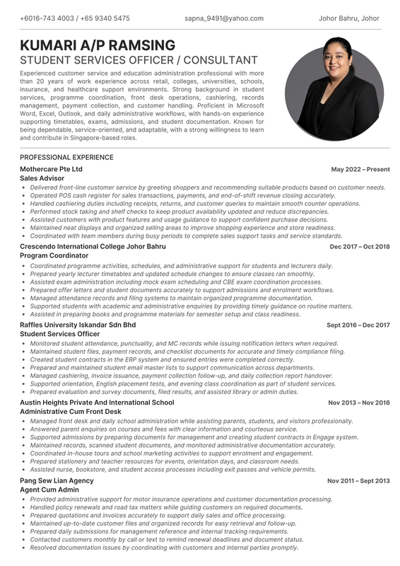 Kumari resume after ATS upgrade
