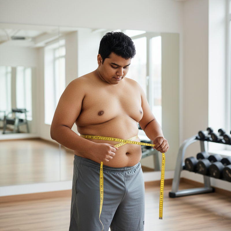 Person measuring waist