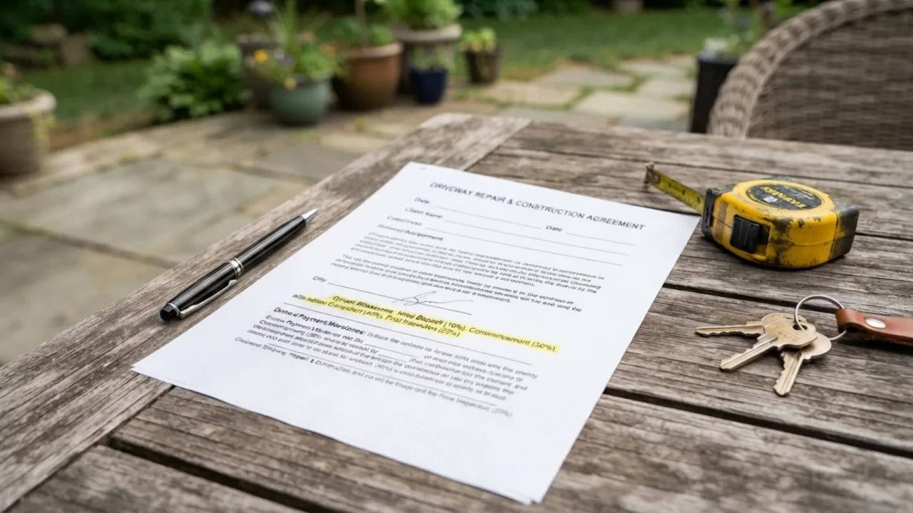 Driveway repair contract terms payment structure San Antonio homeowner protection