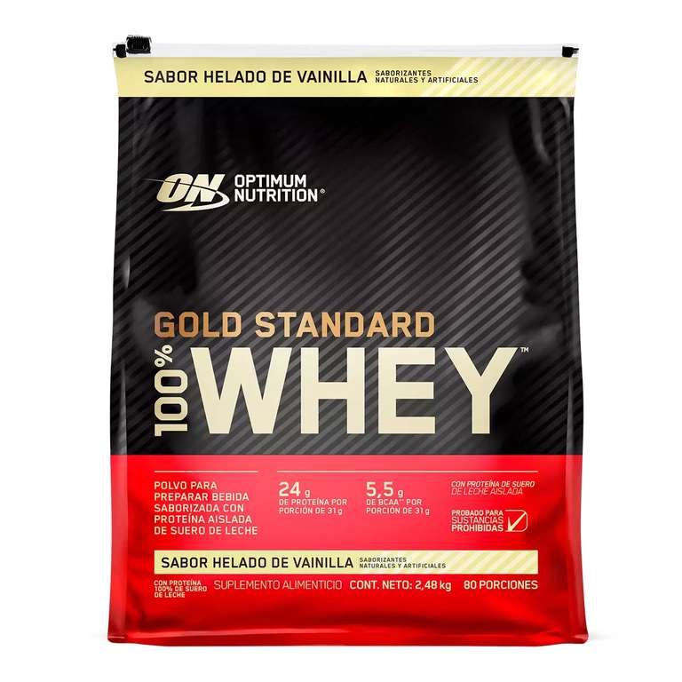 Costco: Gold Standard Whey Proteína en Polvo Sabor Helado de Vainilla 2.48 kg 
