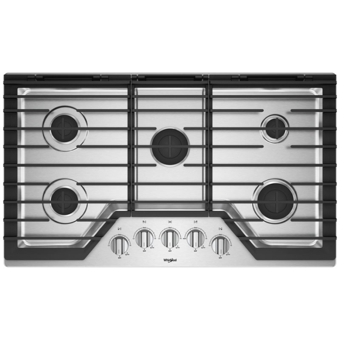 Estufa tope Whirlpool de 36 pulgadas con 5 quemadores y diseño en acero inoxidable