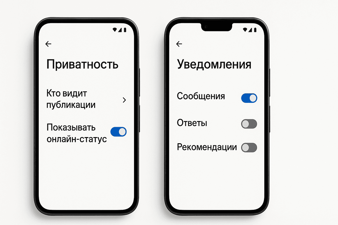 Настройка приватности и уведомлений