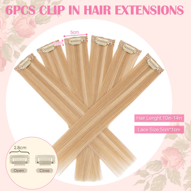 10 Inch Clip-In Human Hair Extensions, 6pcs 31g Straight, Add Volume Length Amazon.com : TESSHAIR Remy Hair Extensions Clip in Human  main image 4