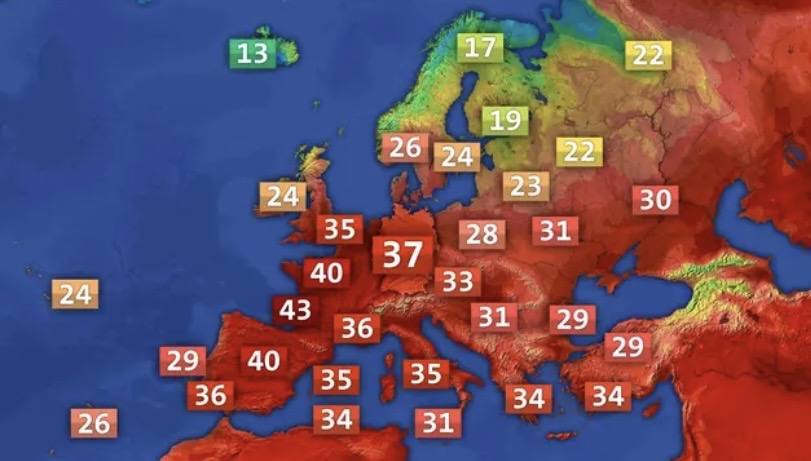 temperature map of europe