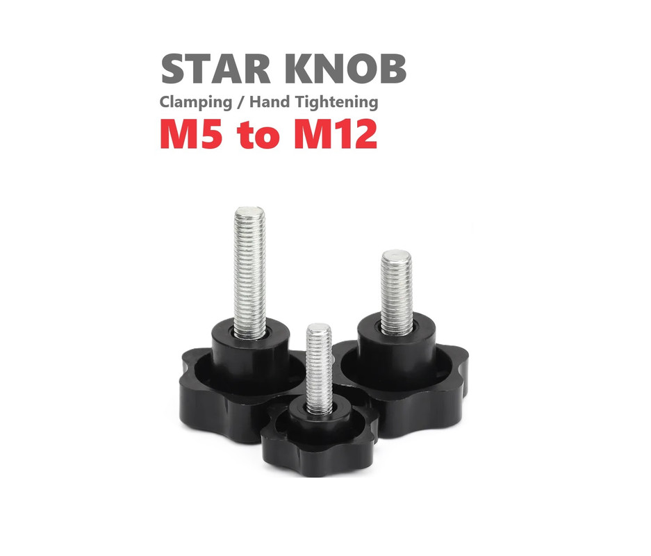 6 Stuks Stergreepschroef M8 X 25 Mm – Kartelschroeven, Zwart, Afneembare Moer, Pruimenbloesem Ontwerp, Universeel Toepasbaar