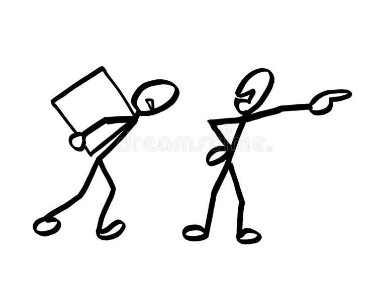 drawing-one-stick-man-commandeering-showing-direction-to-another-matchstick-carrying-heavy-box-his-b