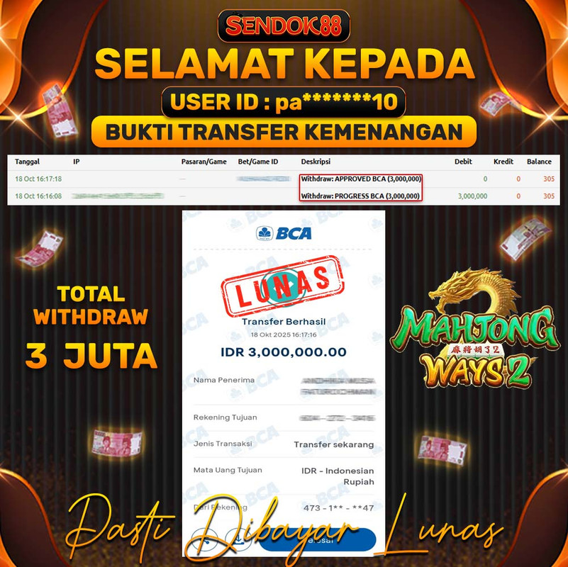SENDOK88 JEPE! MAHJONG WAYS 2 Rp 3.000.000,- LUNAS!