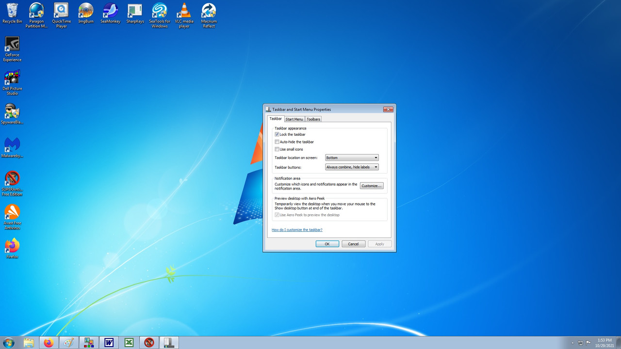 2a(task bar properties)