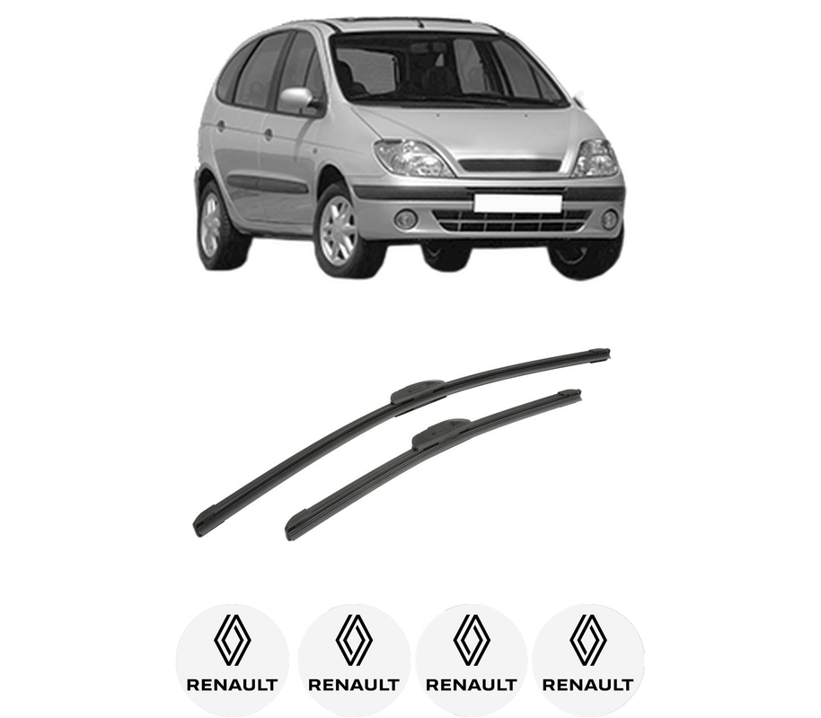 Set stergatoare auto RENAULT SCENIC I MPV (JA0/1_, FA0_) din 1999-2003, pentru parbriz auto, 2 bucati, Bosch Aerotwin Retrofit, din cauciuc siliconat rezistent, 4 Stickere Auto RENAULT