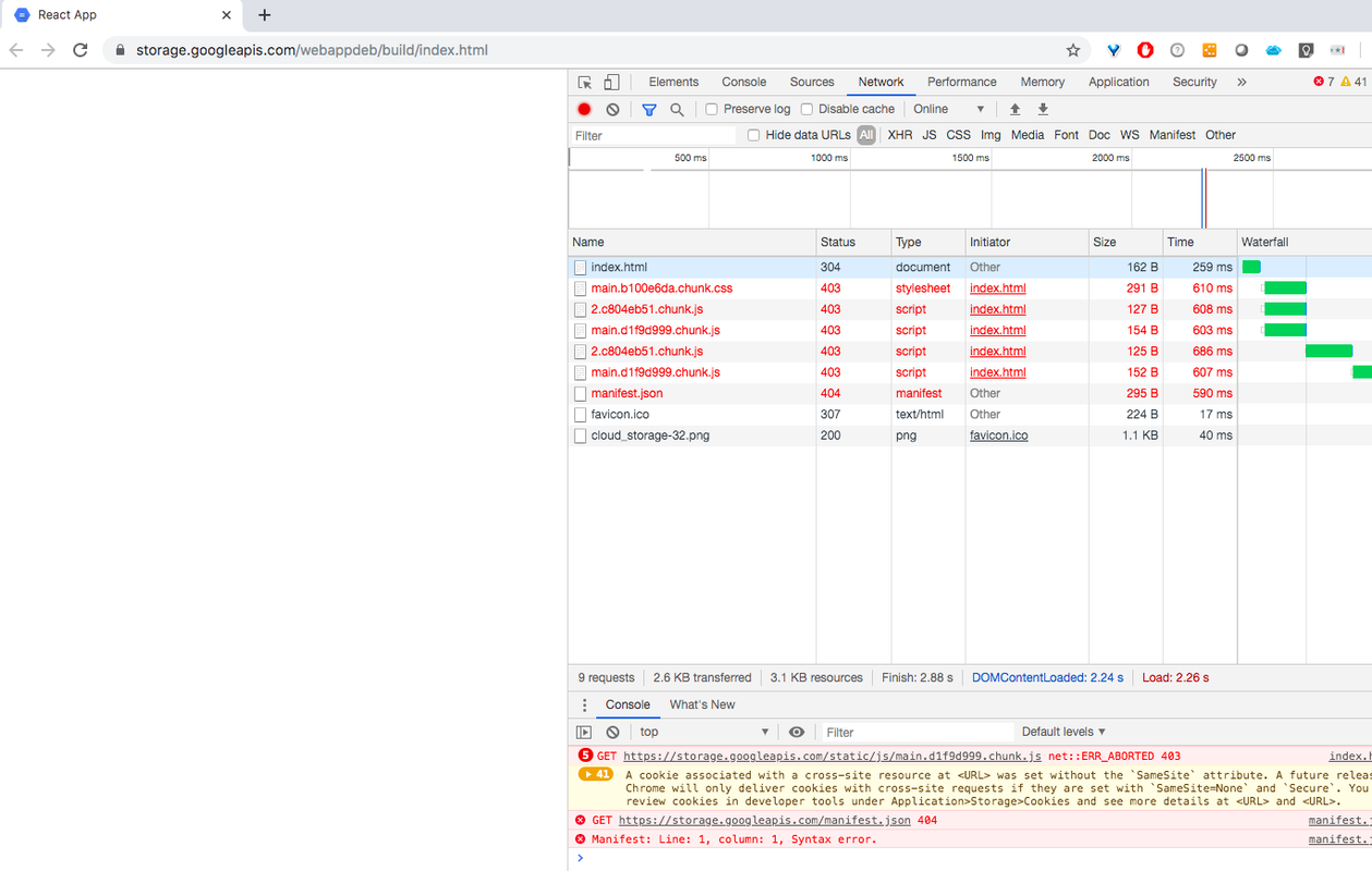 Google Cloud Storage Using Reactjs