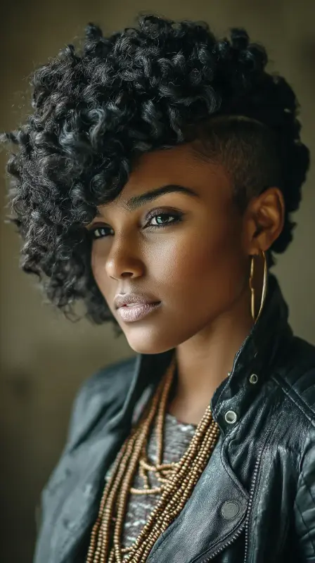 Dynamic Elegance: The Side Shave Stunner - black women side part