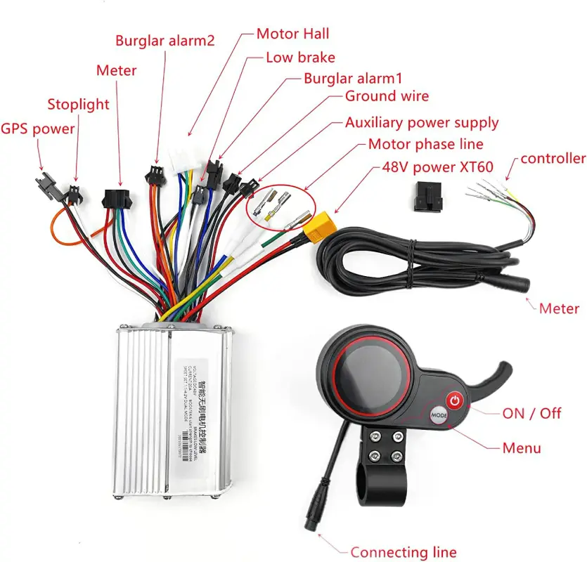 Комплект контролер + дисплей с лост за газ за електрически велосипед скутер  48V 500W 1000W схема – zella.bg