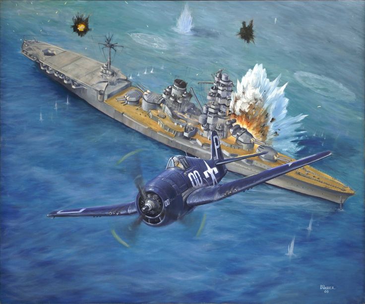 El F6F Hellcat del Captain Bruce Weber atacando al IJN ISE El F6F Hellcat del Captain Bruce Weber atacando al IJN ISE