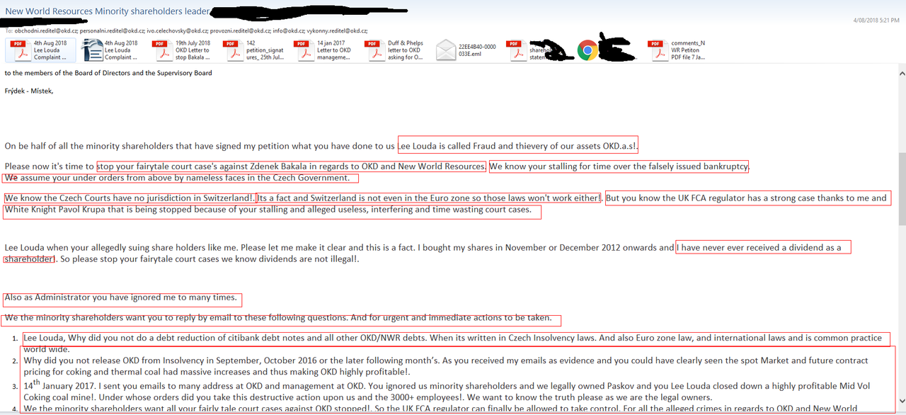 4th August 2018 Minority shareholders complaint against Lee Loud