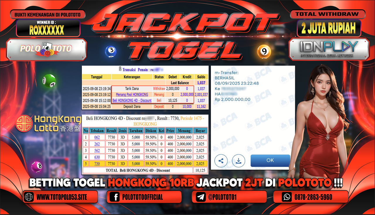 POLOTOTO JACKPOT TOGEL HONGKONG LOTTO Rp.2.000.000,-