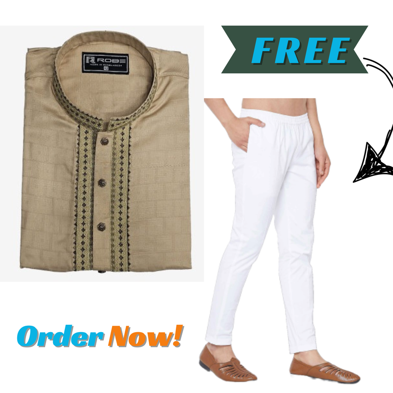 Soft Cotton Comfortable Embroidered Panjabi Free Payjama