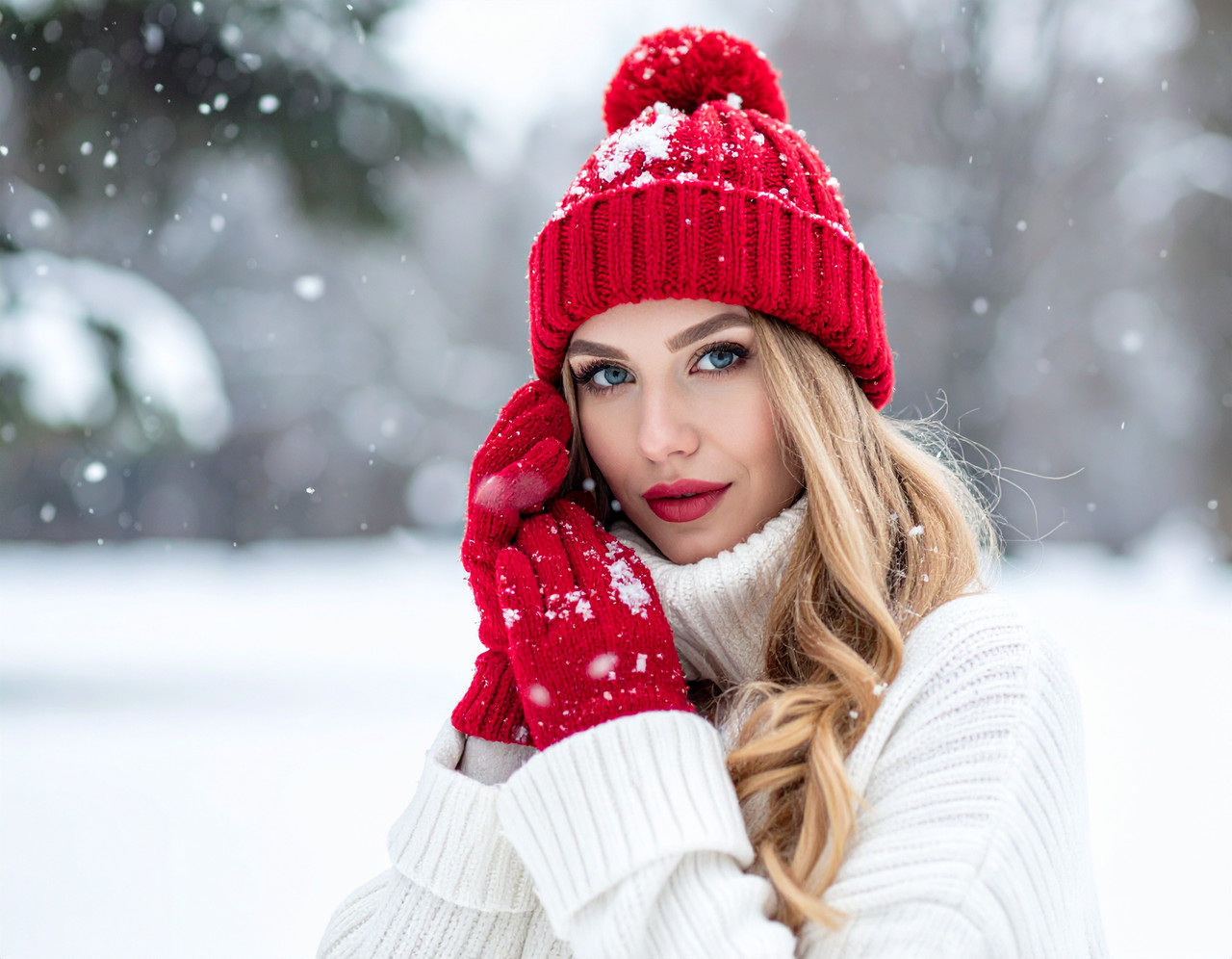 snow-my-girl-in-a-red-hat
