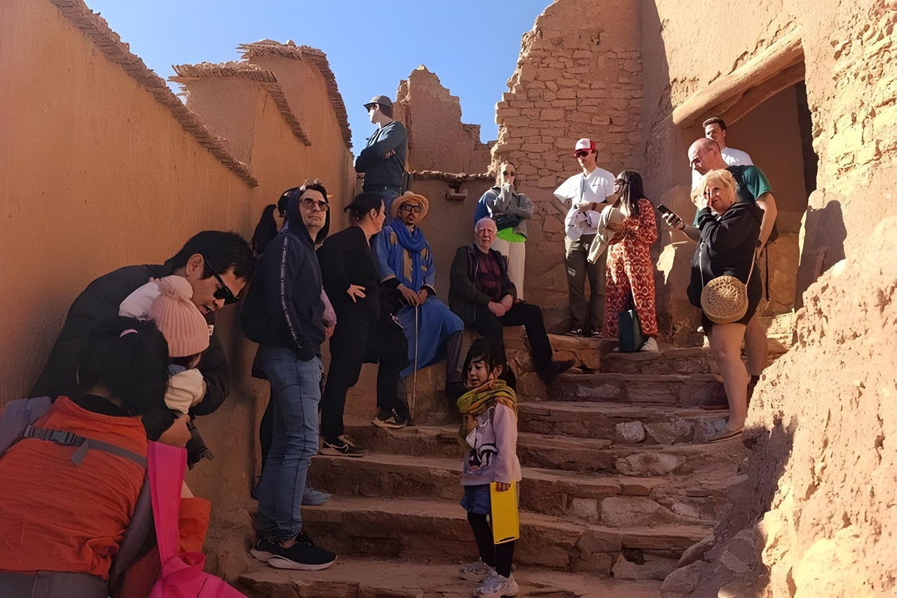 Happy tourists