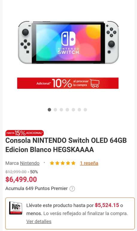 Linio: Nintendo Switch OLED pagando con PayPal 
