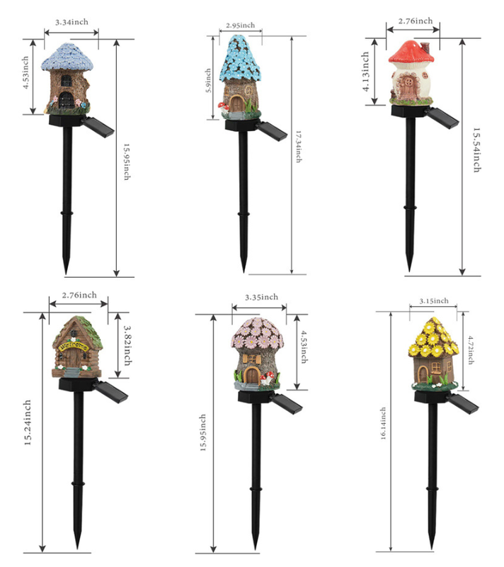 Pink House Solar Powered Mushroom House Garden Stake Lights - Outdoor Waterproof Resin Landscape Decorative Lamps with Warm LED Glow for Patio, Lawn, and Yard
