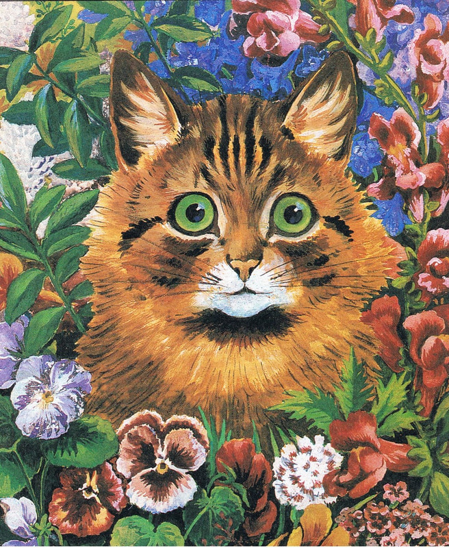 4-Louis_Wain_-_Cat_study_(colour_litho)_-_(MeisterDrucke-964600)