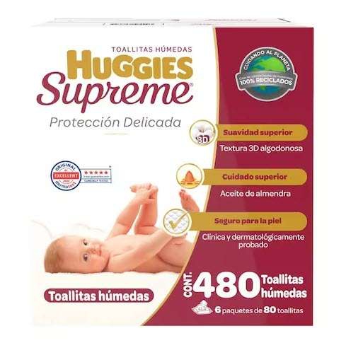 Sam's Club: Huggies Supreme - Toallitas Húmedas para Bebé - 2 Cajas con 480 Piezas c/u (960 Piezas) 
