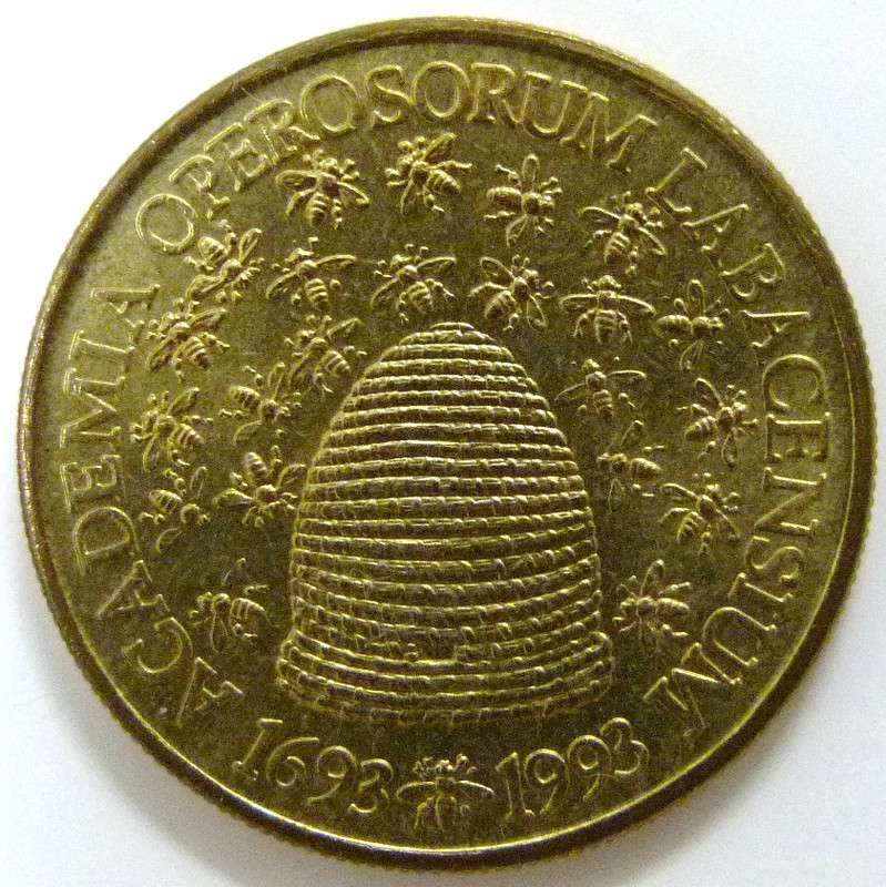 Eslovenia. Monedas conmemorativas de 5 Tolar (1993-1997) Completa. SLO-5-Tolar-1993-Academia-Operosorum-rev