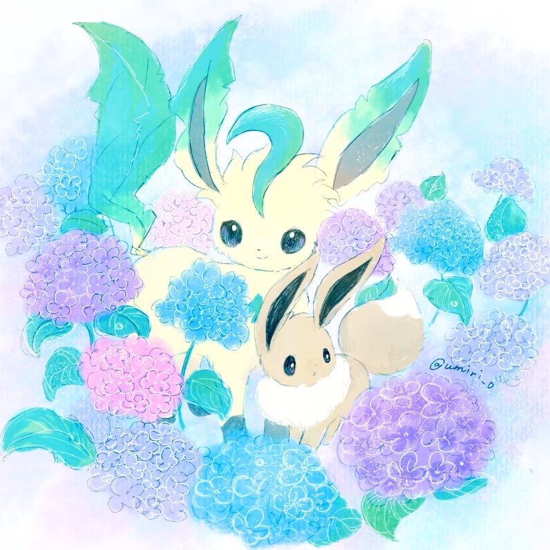 eevee-and-leafeon-pokemon-drawn-by-rioon