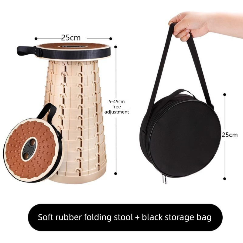 Adjustable Folding Stool – Portable, Height-Regulatable Seat with Carry Bag for Outdoor Use