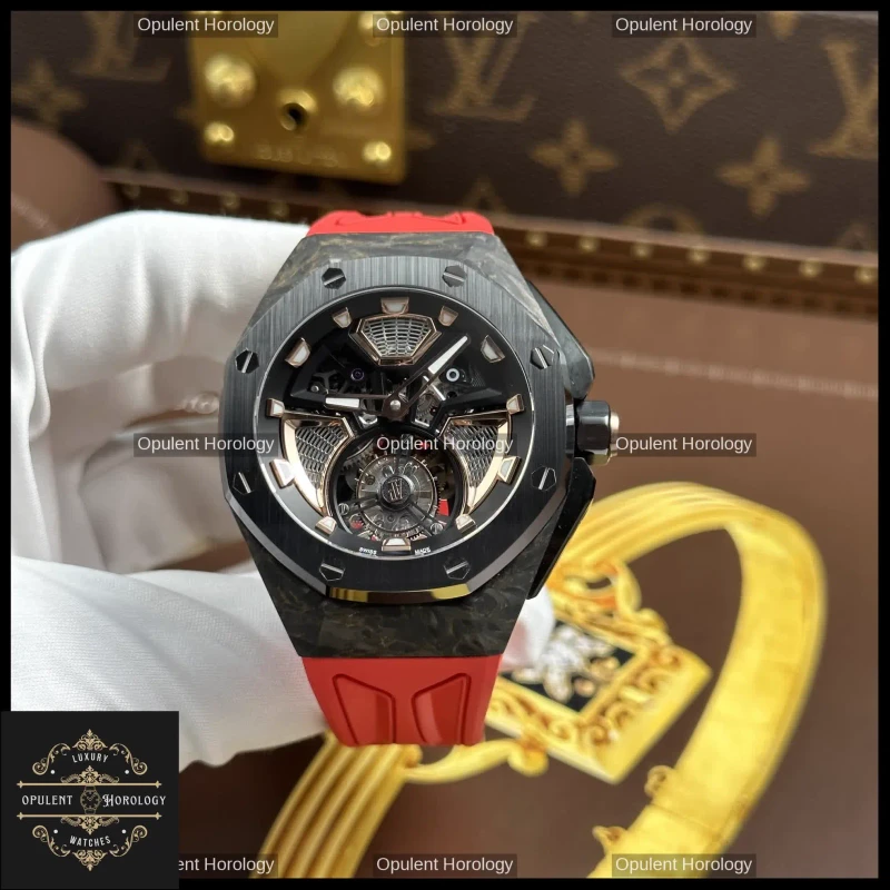 Audemars Piguet Royal Oak Concept Flying Tourbillon Replica Red Rubber Strap 42mm