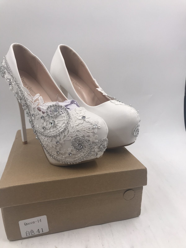 CRYSTAL QUEEN-14 41 WHITE GENERIC HEELS WOMENS SIZE 41