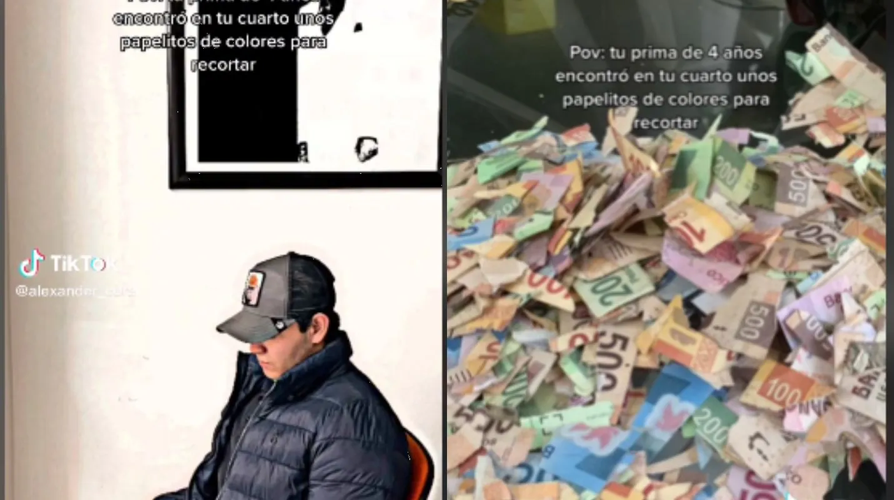 Niña recorta 'papelitos de colores', eran los ahorros de su primo