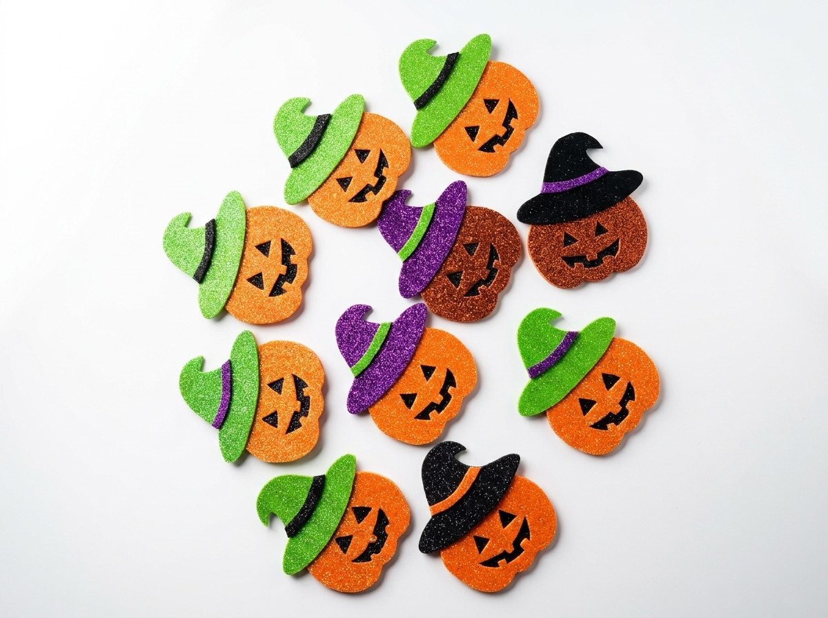 Set Adornos foamy calabaza con sombrero Halloween