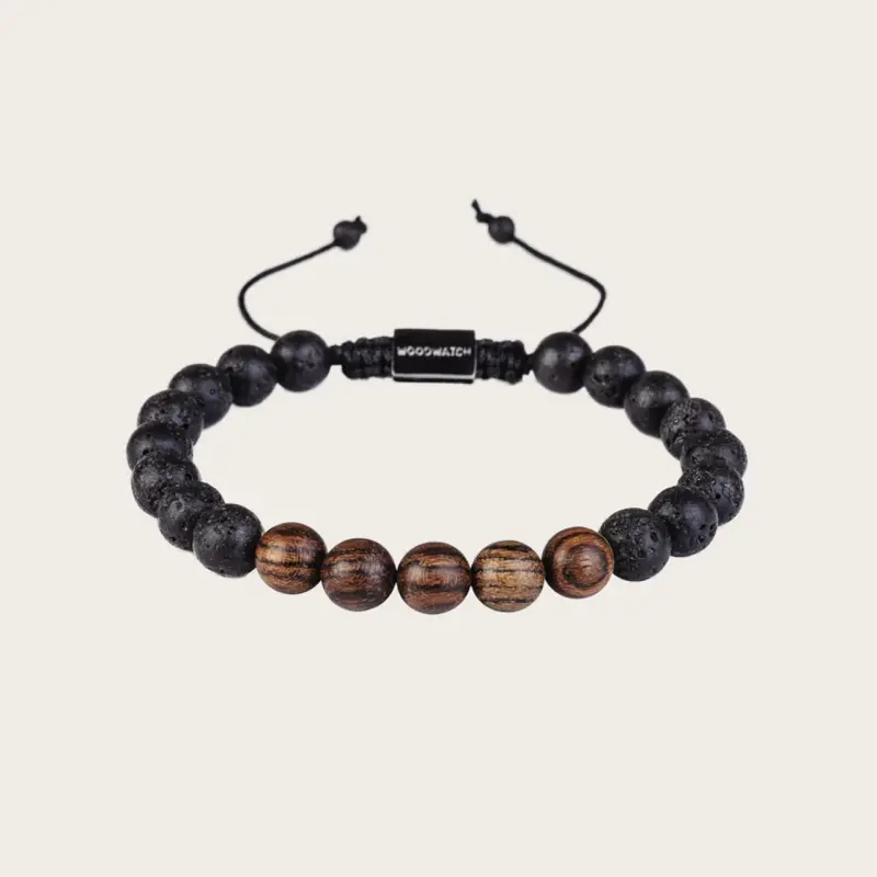 Handmade-volcanic-and-rosewood-bracelet-natural-accessory-for-dad