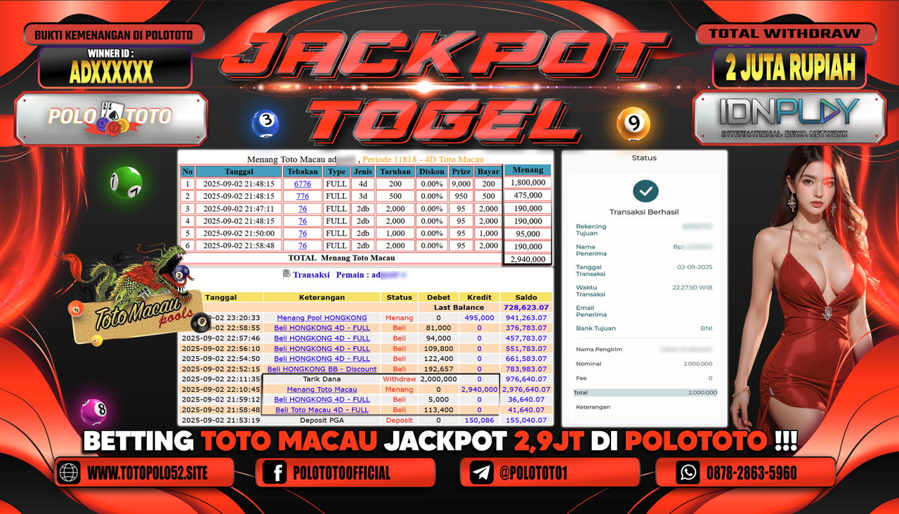 POLOTOTO JACKPOT TOGEL HONGKONG LOTTO Rp.2.000.000,-