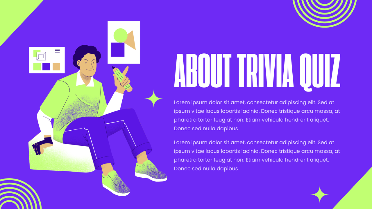 Purple Green Creative Geometric Trivia Quiz Presentation