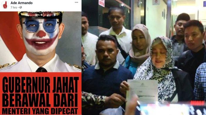 Meme Anies Baswedan bertampang Joker tersebut diunggah oleh akun Facebook bernama Ade Armando dan viral di media sosial lain.