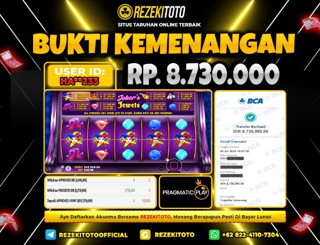 BUKTI KEMENANGAN 06 JULI 2025 JOKER JAWEL'S 8 JUTA