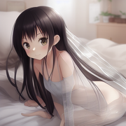 00532-4122663677-Shakugan_no_Shana, nudeo jousama squatting, on bed, 1girl, full_body, 7yo little gi
