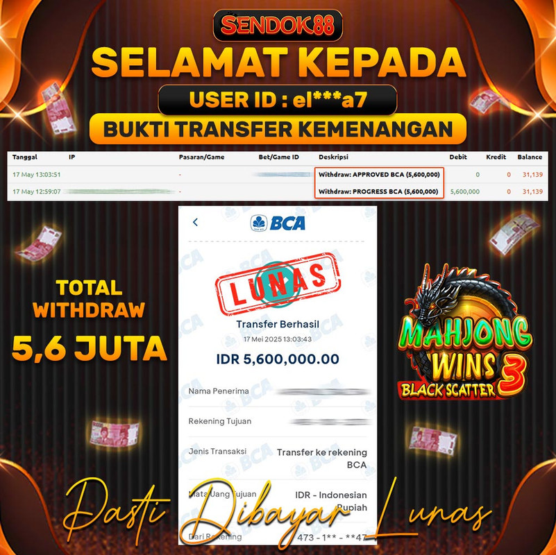 SENDOK88 JEPE! MAHJONG WINS 3 BLACK SCATTER Rp 5.600.000,- LUNAS!