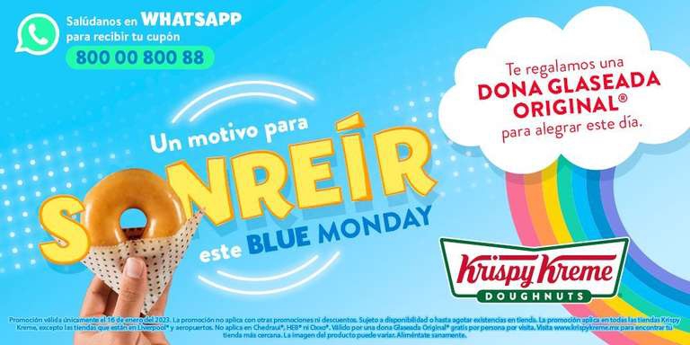 Krispy Kreme: Dona glaseada gratis por Blue Monday 
