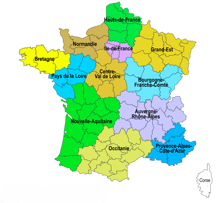 La carte France Relief et France Nouvelles Régions