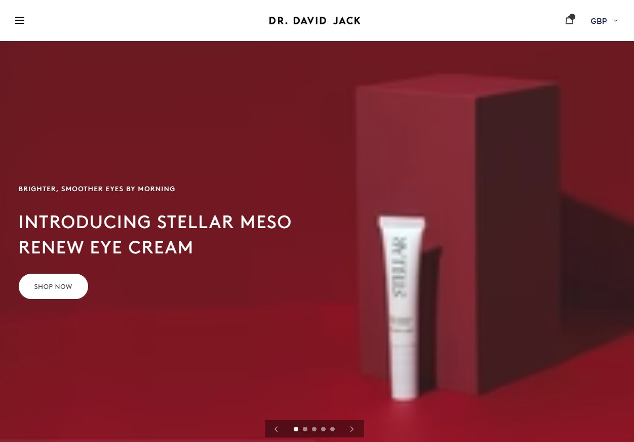 Dr David Jack clinic skincare product banner for aesthetic care.