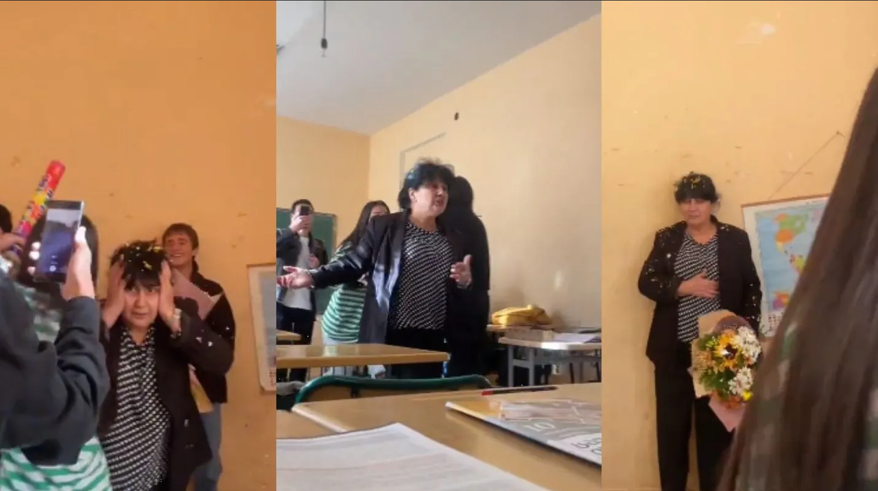 Estudiantes fingen pelea para sorprender a profesora en su cumpleaños