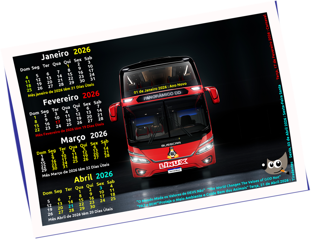 Busscar DD Panoramico NB1 Frontal Calendarios JFMA 2026 Extra Polaroid Operator Navy Image Magick LI