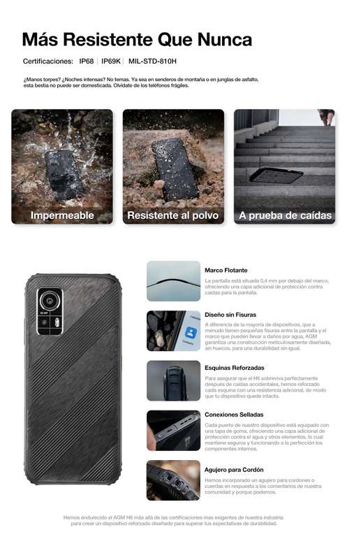 AliExpress: AGM H6, IP68/IP69K, MIL-STD-810H 
