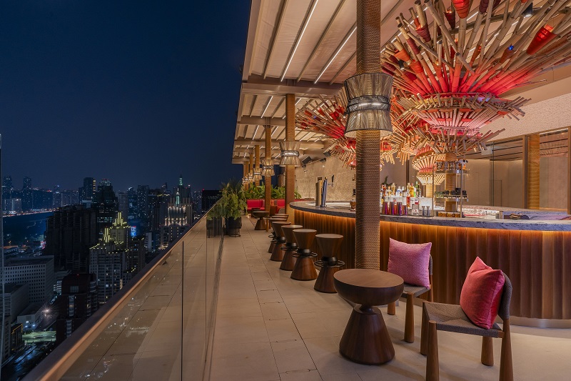 L Sato San rooftop bar The bar at night