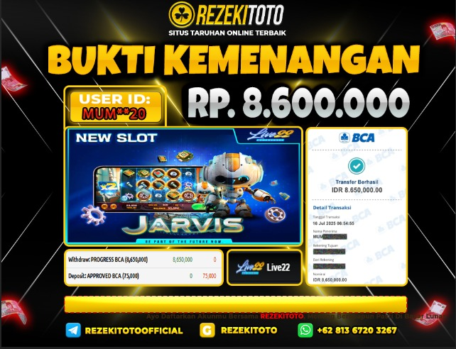 BUKTI KEMENANGAN 16 JULI 2025 JARVIS  15 JUTA 