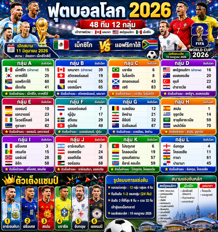 ฟุตบอลโลก 2026 เปิดศักราชใหม่! 48 ทีม 12 กลุ่ม ศึกแห่งศักดิ์ศรีที่ยิ่ง...
